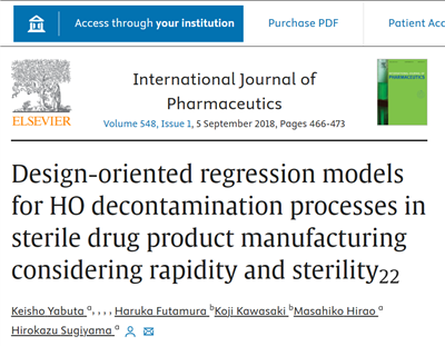 英文文獻（Picarro G2114）Design-oriented regression models for H2O2 decontamination processes in sterile drug product manufacturing considering rapidity and sterility